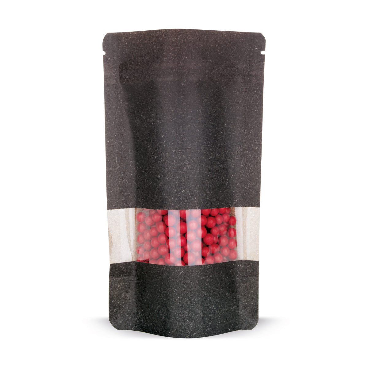 Sachet à fond plat en papier kraft noir avec fenêtre 2-WEB