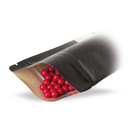 Sachet à fond plat en papier kraft noir avec fenêtre 4-WEB