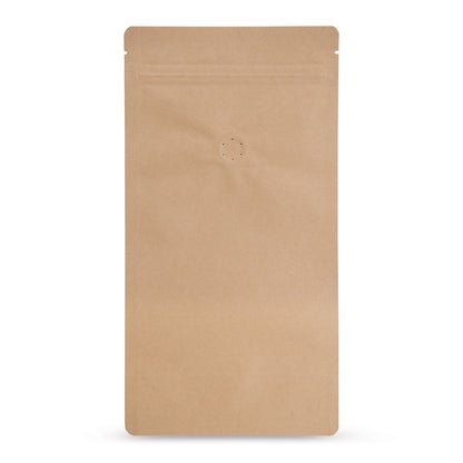 Sachet à fond plat en papier kraft avec valve de protection des arômes Base