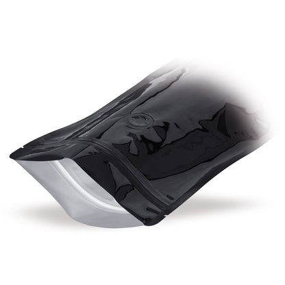 Sachets à fond plat noirs avec valve de protection de l'arôme Détail 3